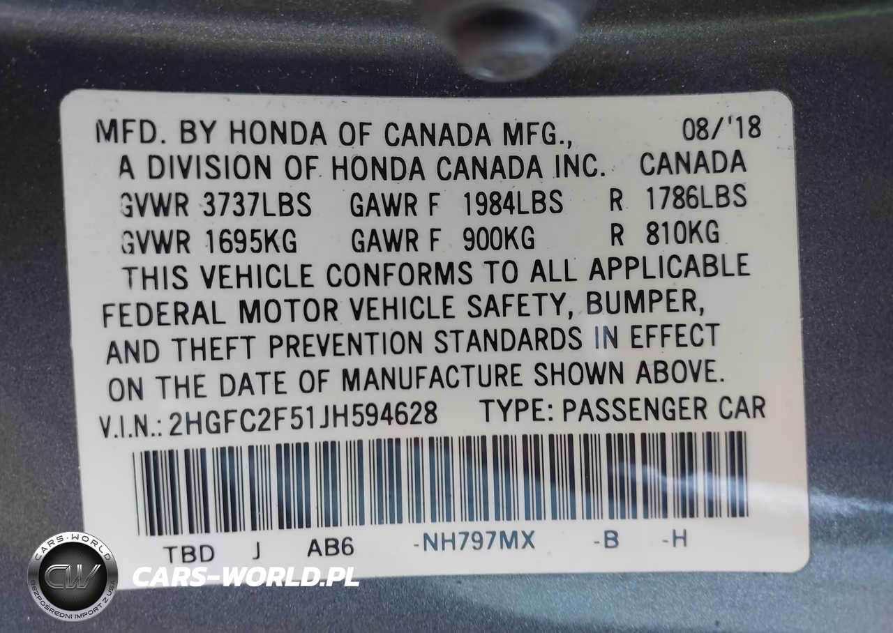 2018 Honda Civic Lx VIN:2HGFC2F51JH594628 - 9