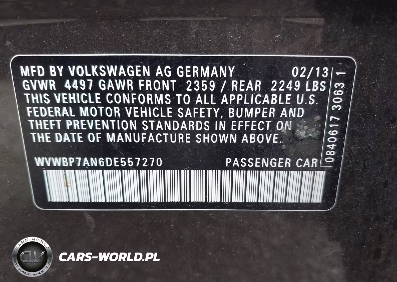 2013 Volkswagen Cc 2.0T Sport VIN:WVWBP7AN6DE557270 - 9