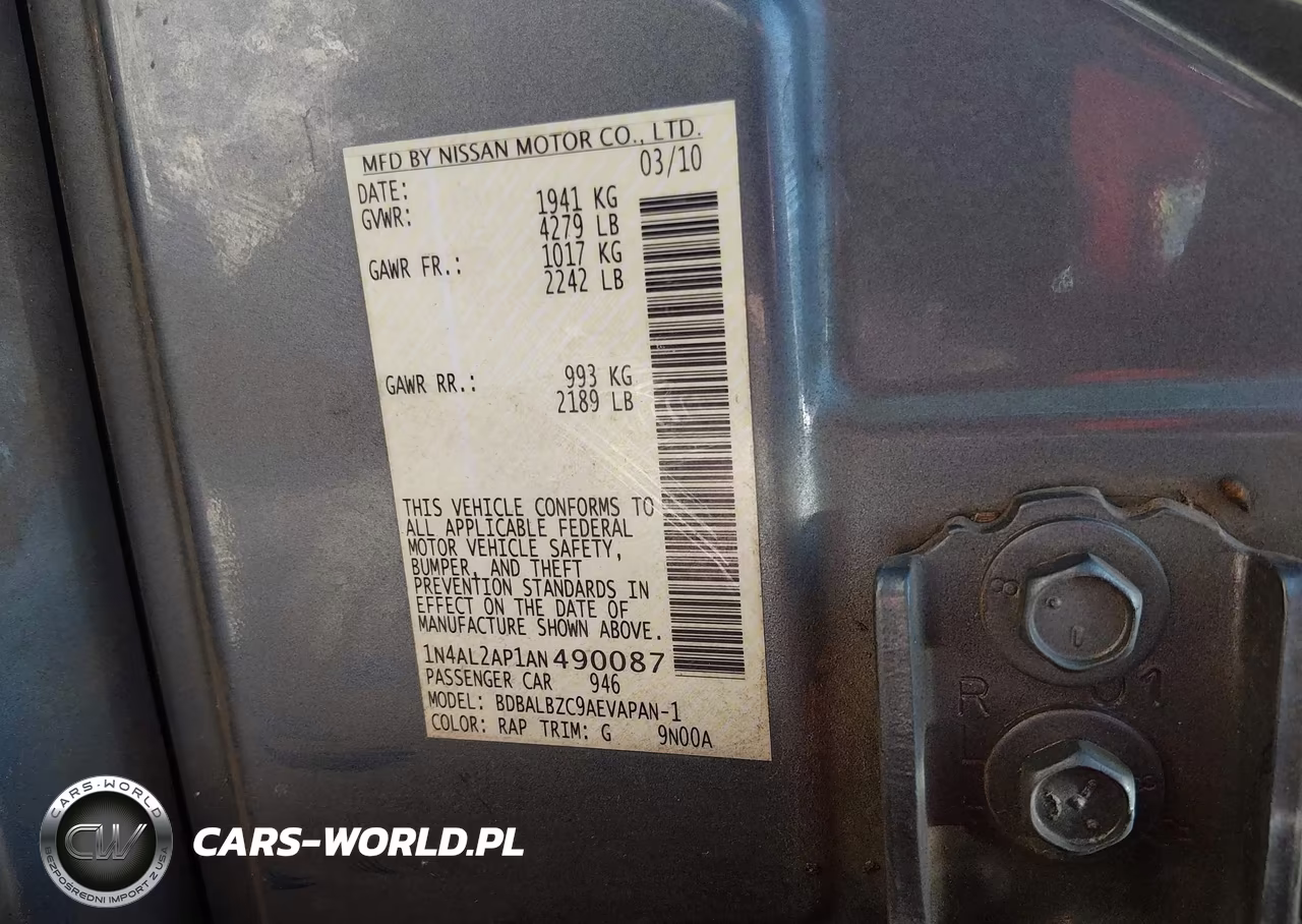 2010 Nissan Altima 2.5 S VIN:1N4AL2AP1AN490087 - 9