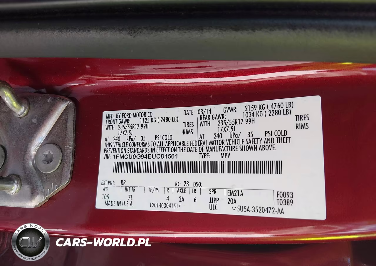 2014 Ford Escape Se VIN:1FMCU0G94EUC81561 - 9