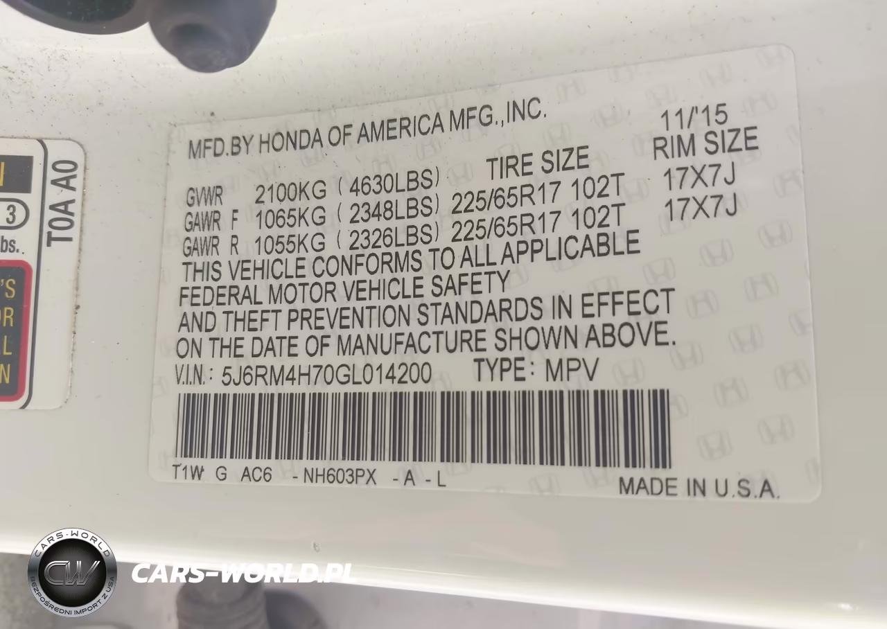 2016 Honda Cr-V Ex-L VIN:5J6RM4H70GL014200 - 9