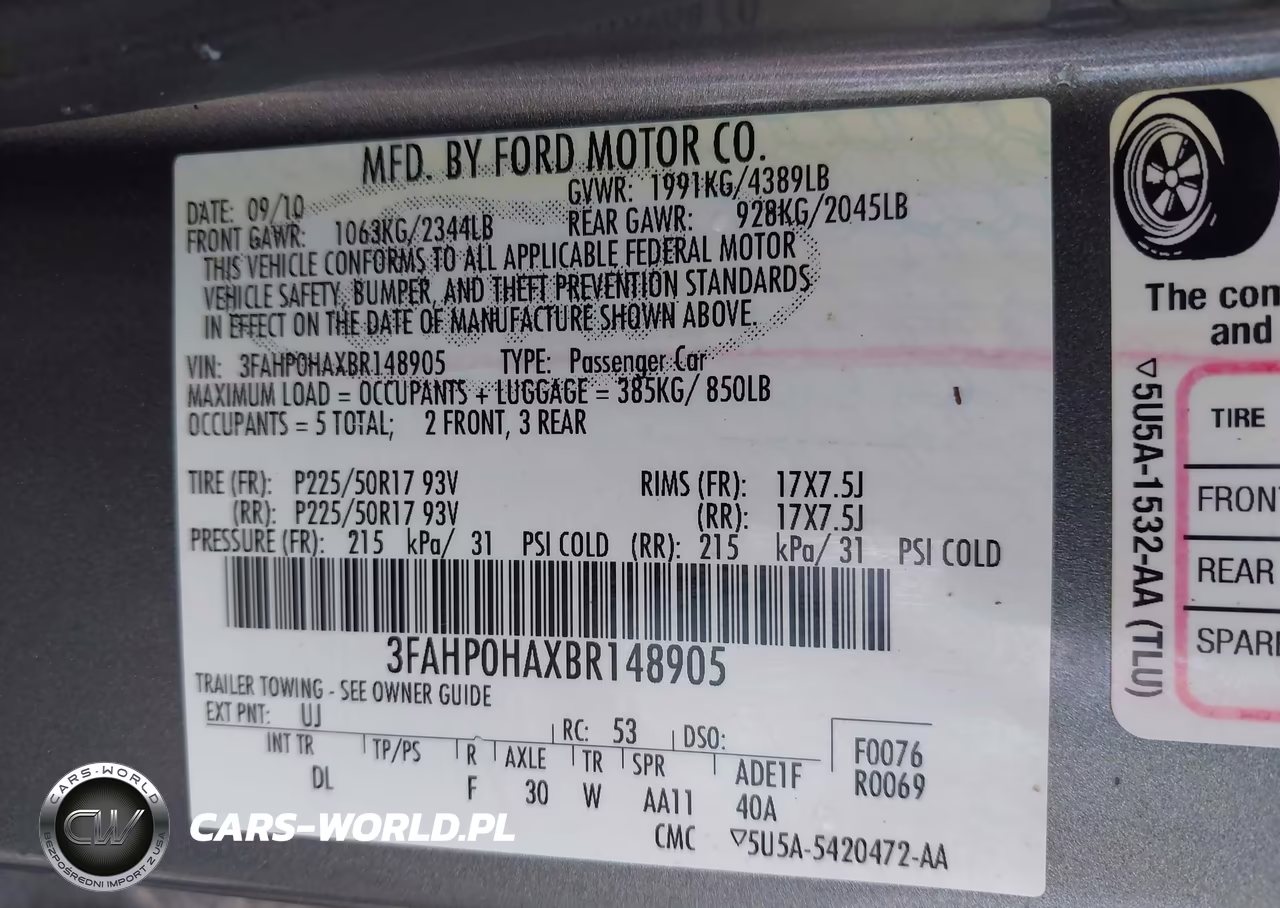 2011 Ford Fusion Se VIN:3FAHP0HAXBR148905 - 9