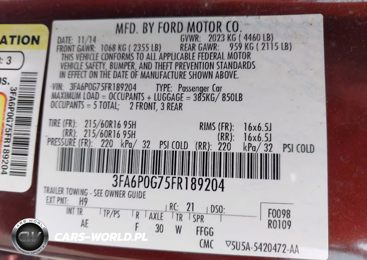 2015 Ford Fusion S VIN:3FA6P0G75FR189204 - 9