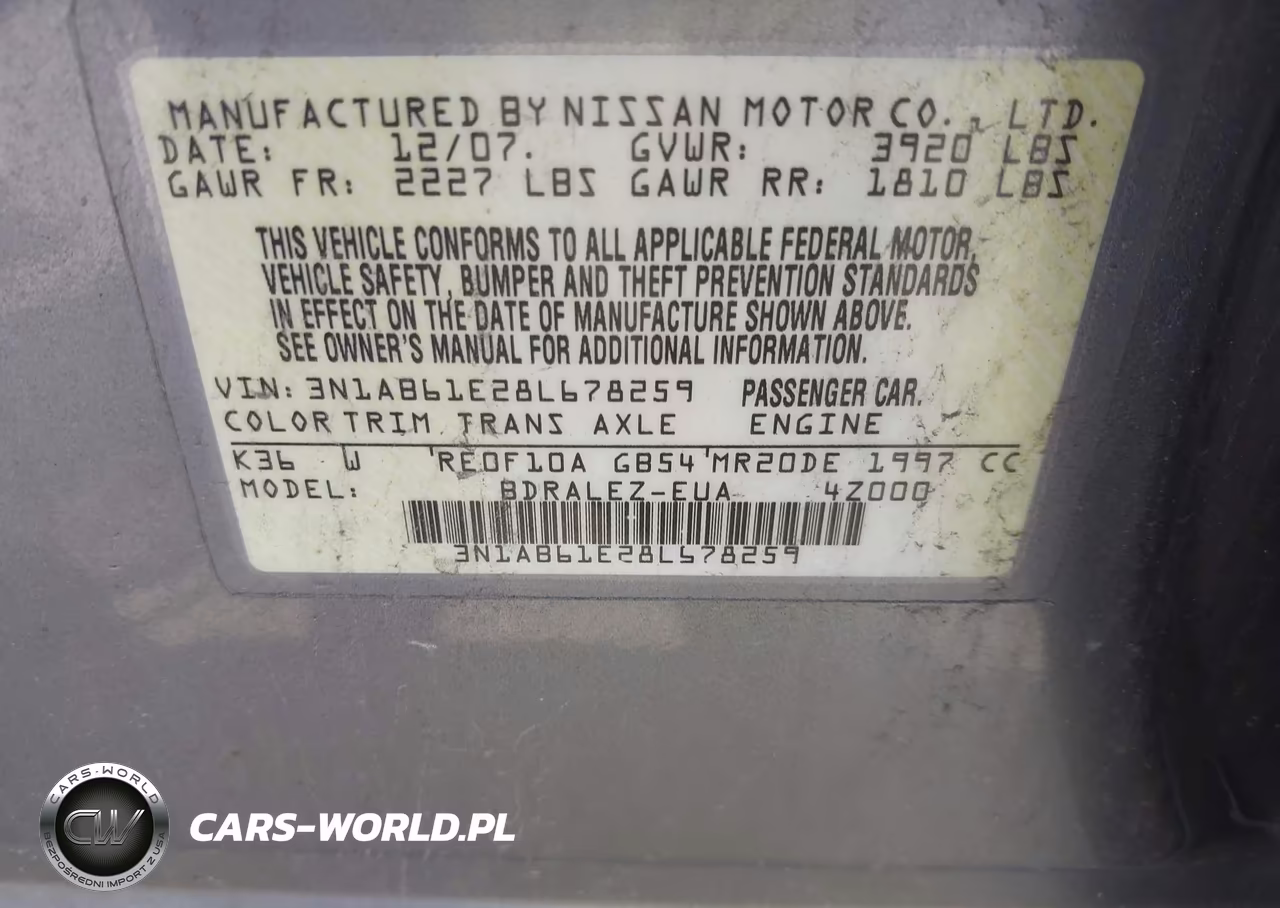 2008 Nissan Sentra 2.0 S VIN:3N1AB61E28L678259 - 9