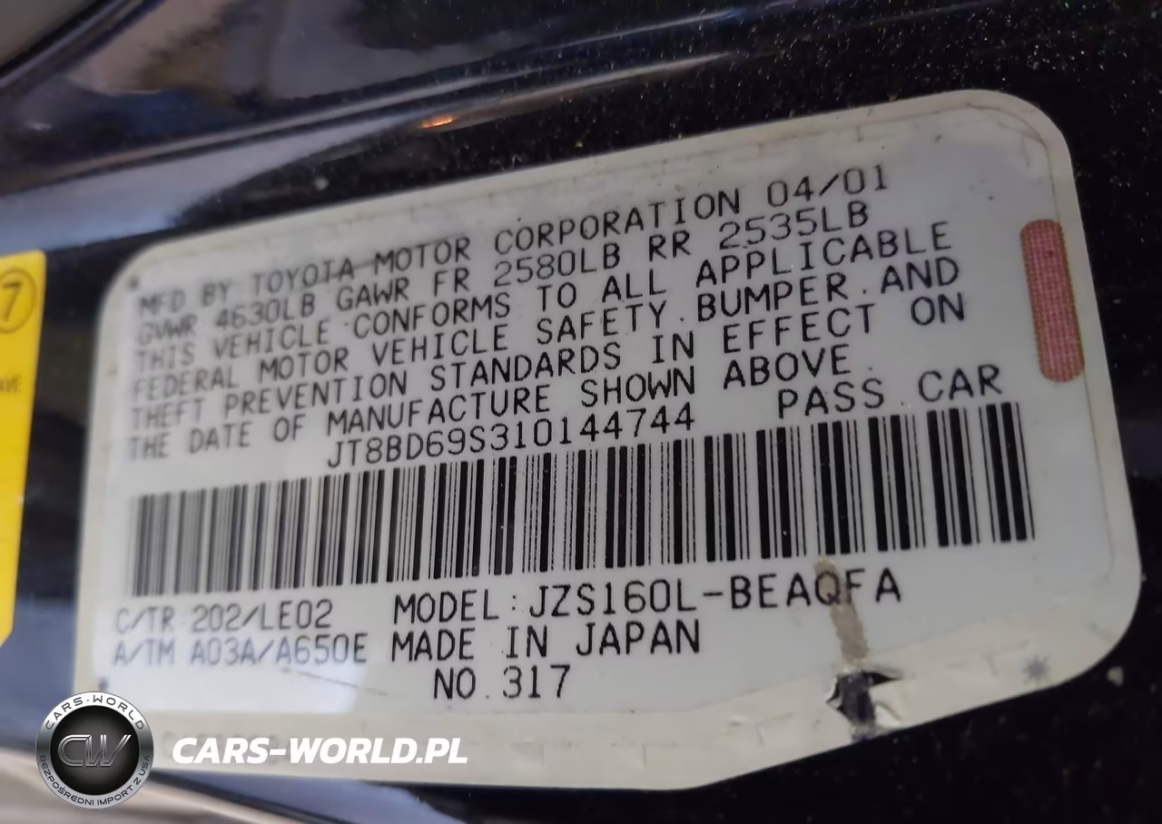 2001 Lexus Gs 300 VIN:JT8BD69S310144744 - 9