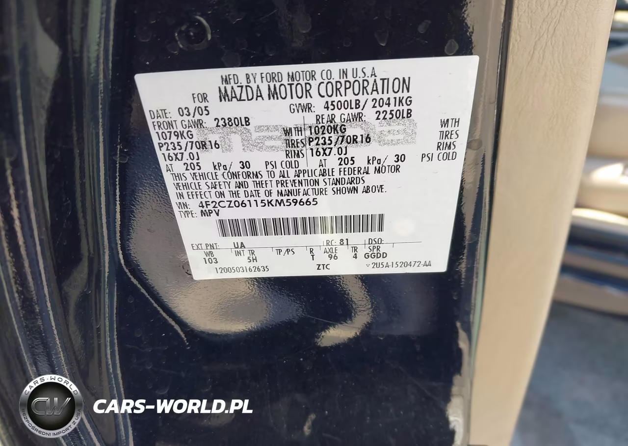 2005 Mazda Tribute S VIN:4F2CZ06115KM59665 - 9