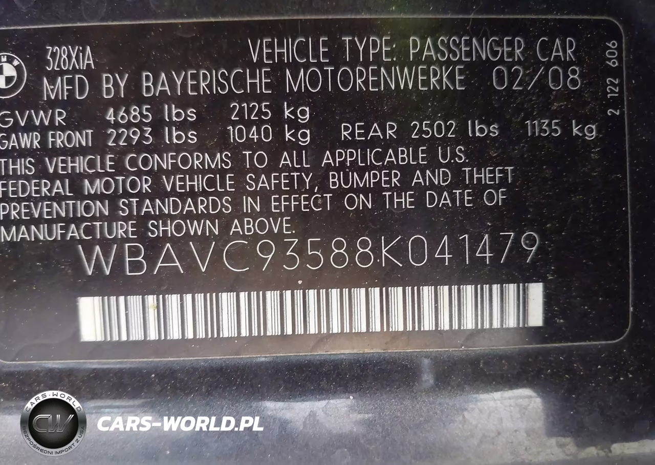 2008 BMW 328Xi VIN:WBAVC93588K041479 - 9