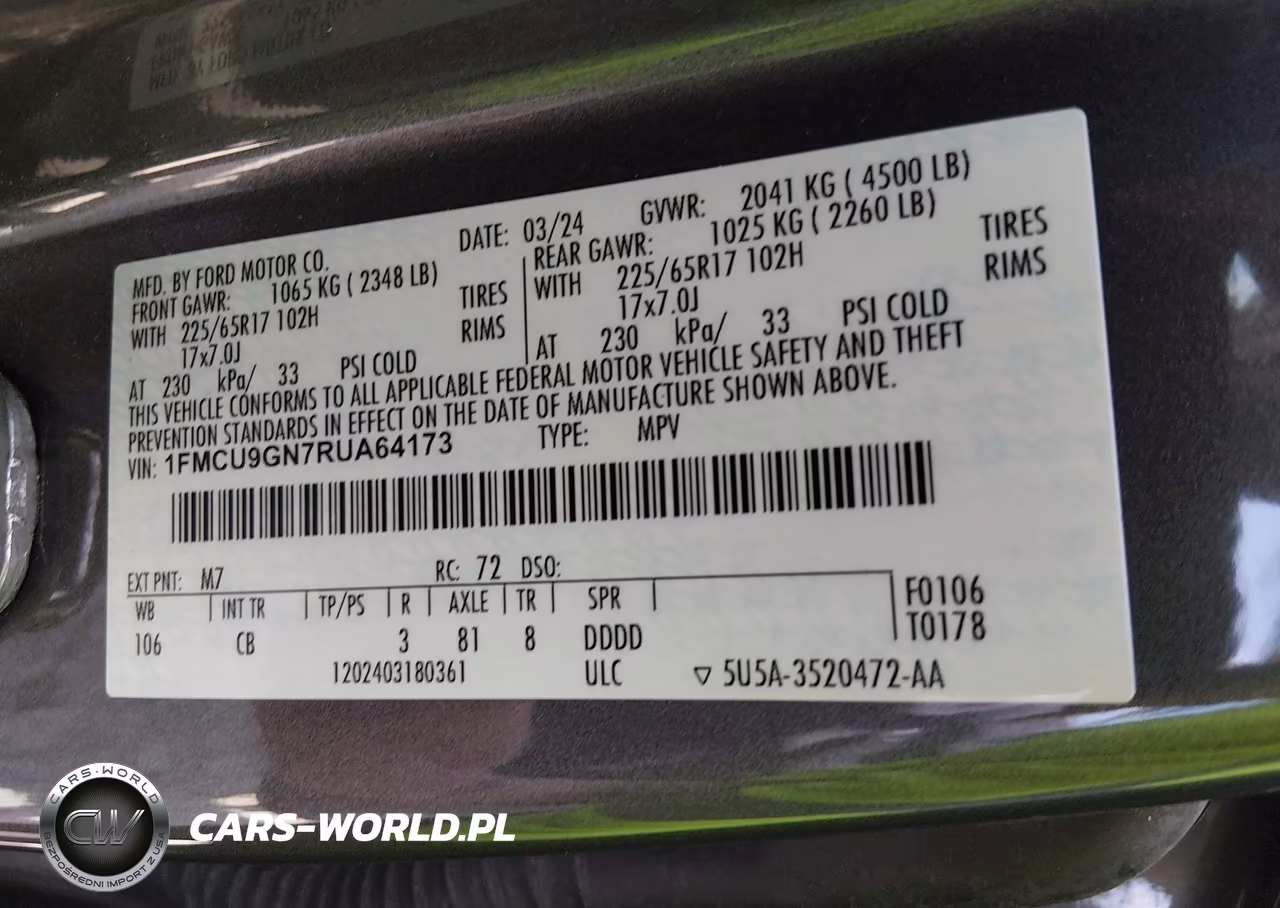2024 Ford Escape Active VIN:1FMCU9GN7RUA64173 - 9