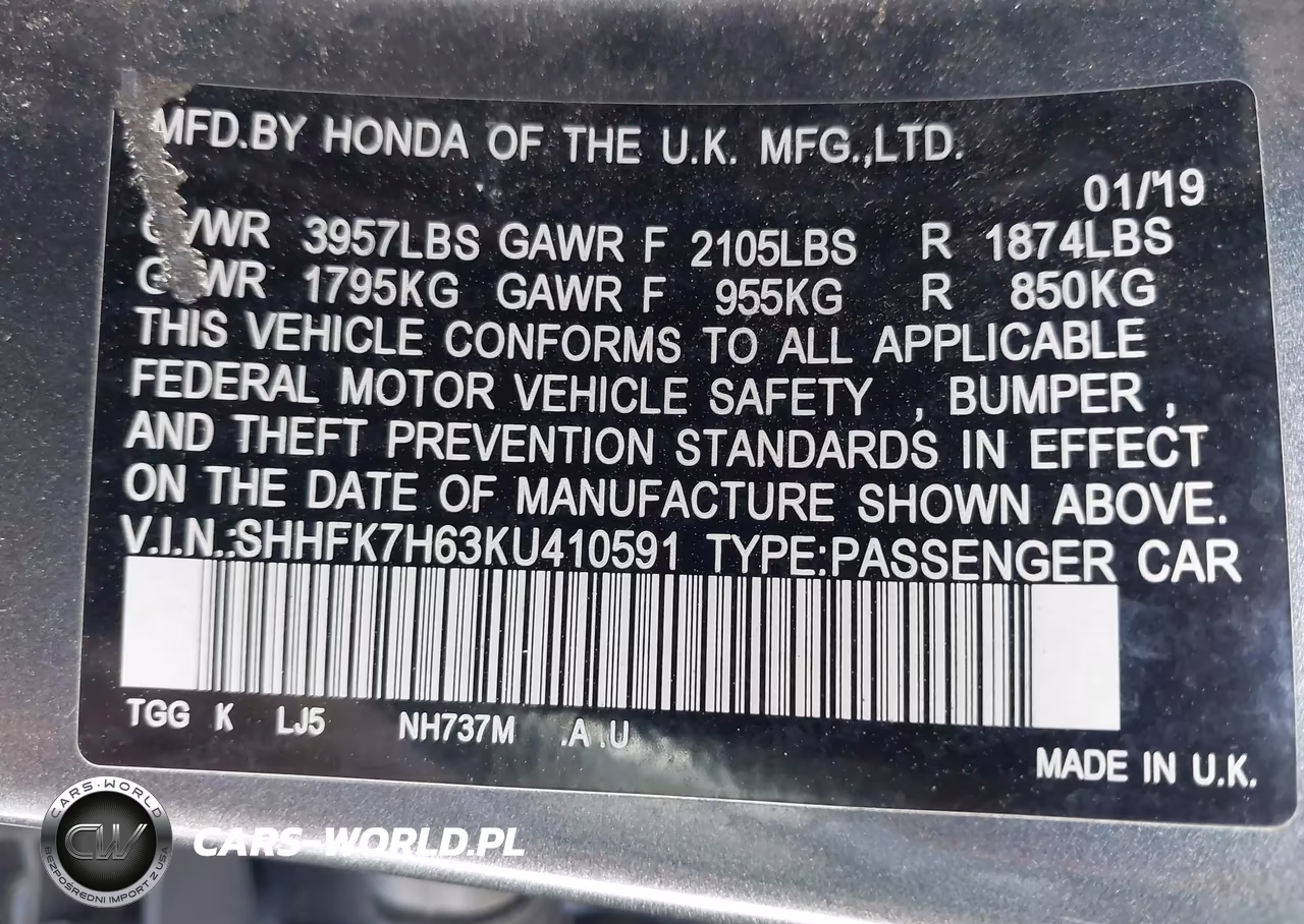 2019 Honda Civic Ex VIN:SHHFK7H63KU410591 - 9