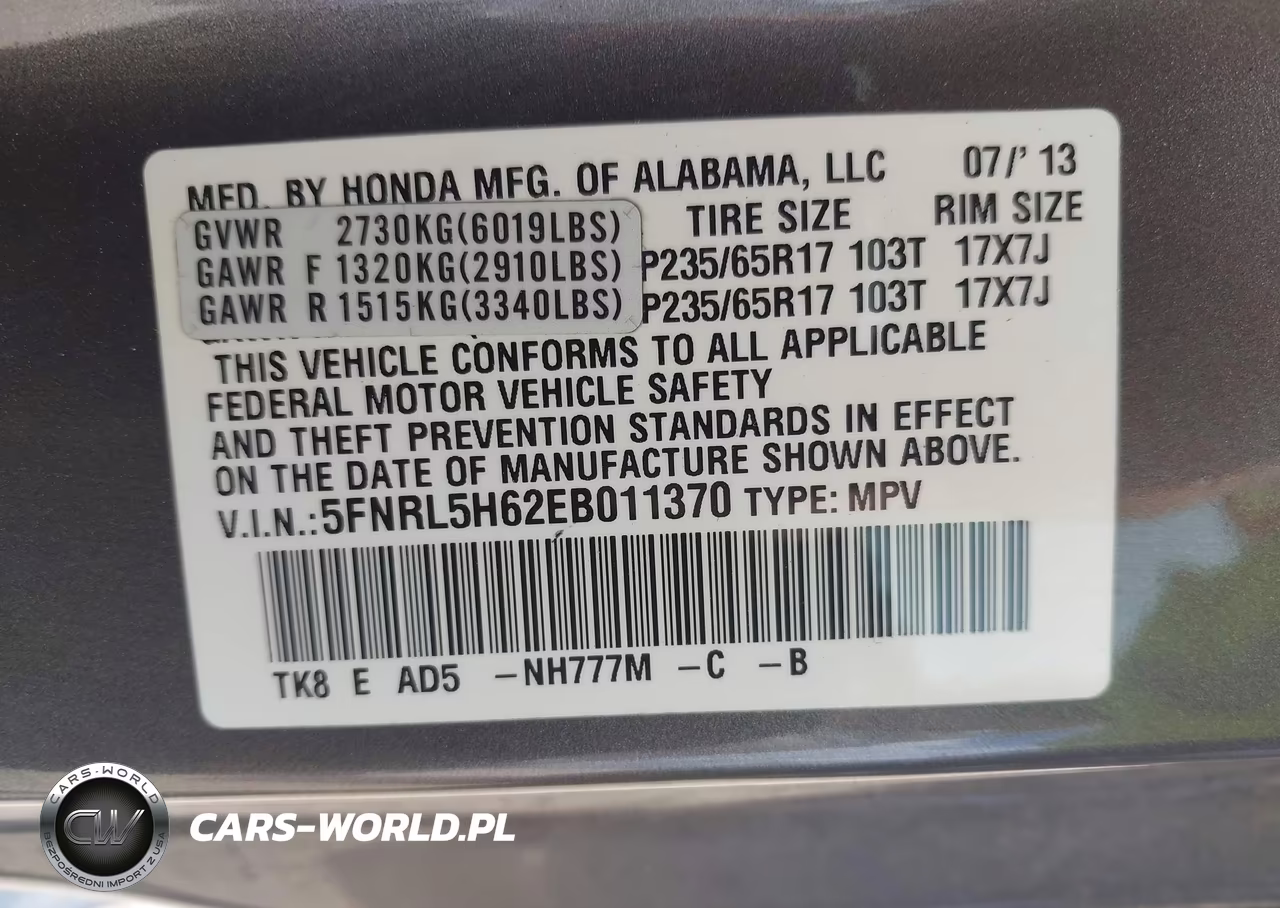 2014 Honda Odyssey Ex-L VIN:5FNRL5H62EB011370 - 9