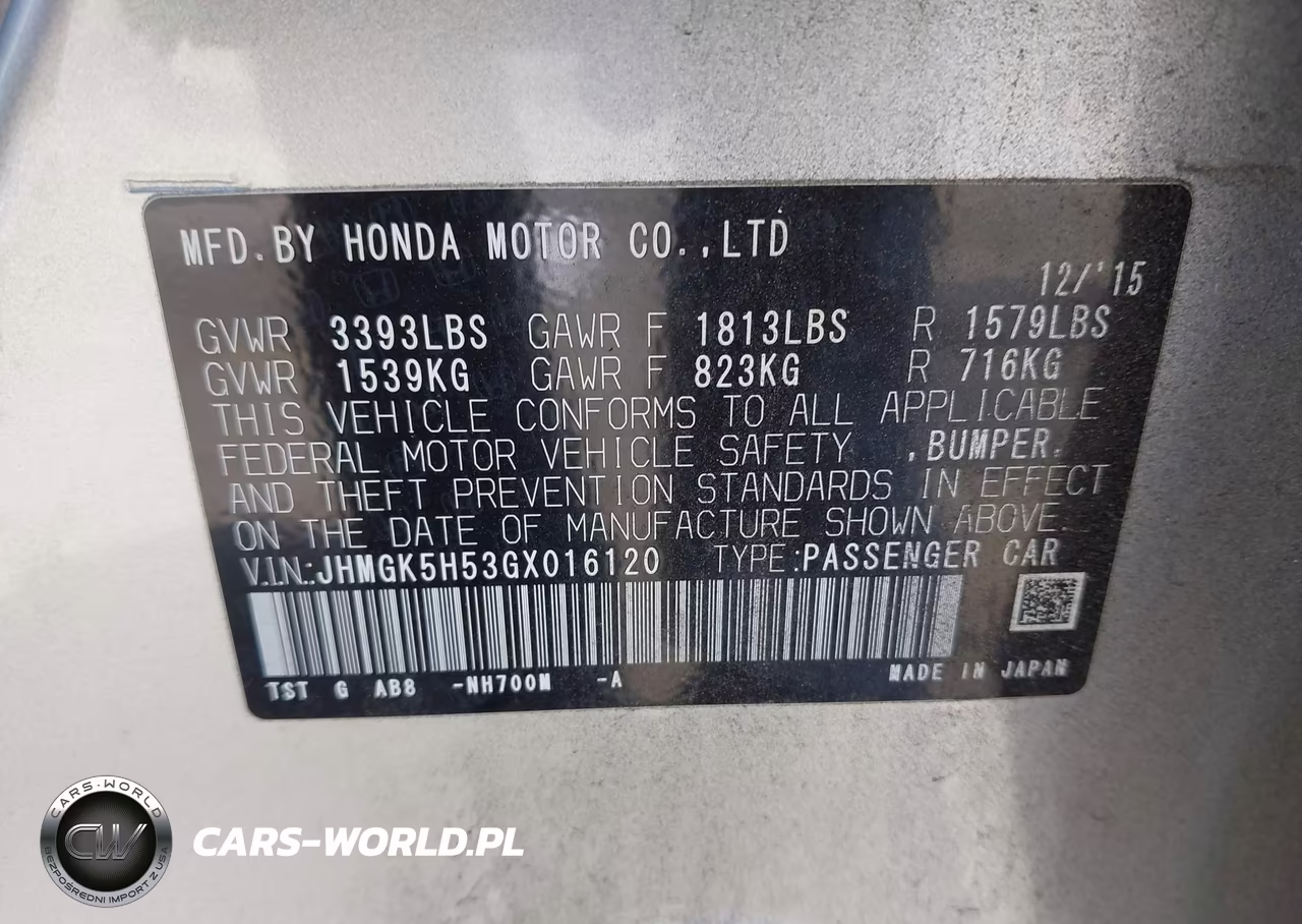 2016 Honda Fit Lx VIN:JHMGK5H53GX016120 - 9