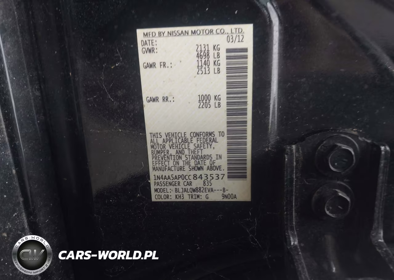 2012 Nissan Maxima 3.5 S VIN:1N4AA5AP0CC843537 - 9