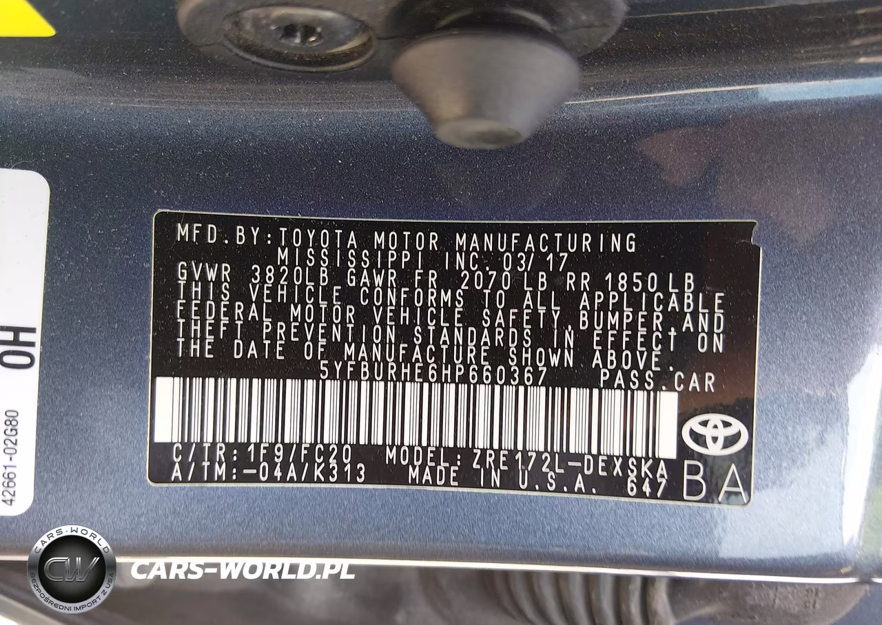 2017 Toyota Corolla Se VIN:5YFBURHE6HP660367 - 9