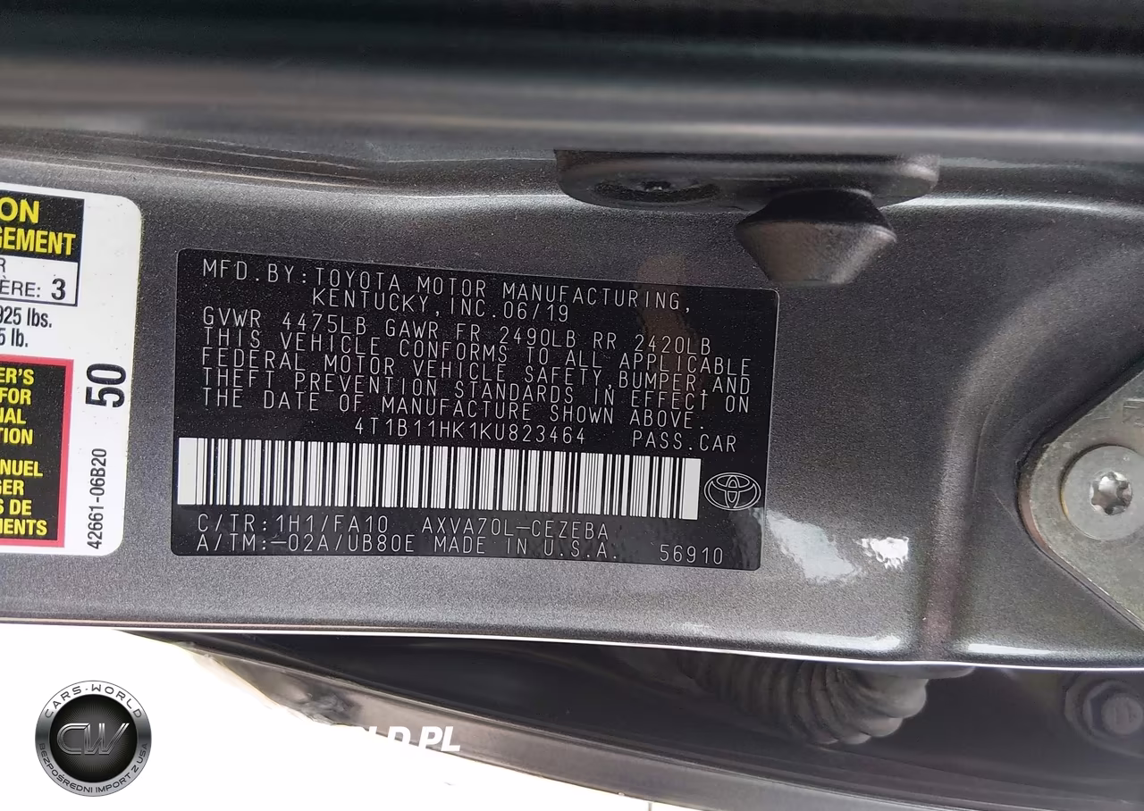 2019 Toyota Camry L VIN:4T1B11HK1KU823464 - 9
