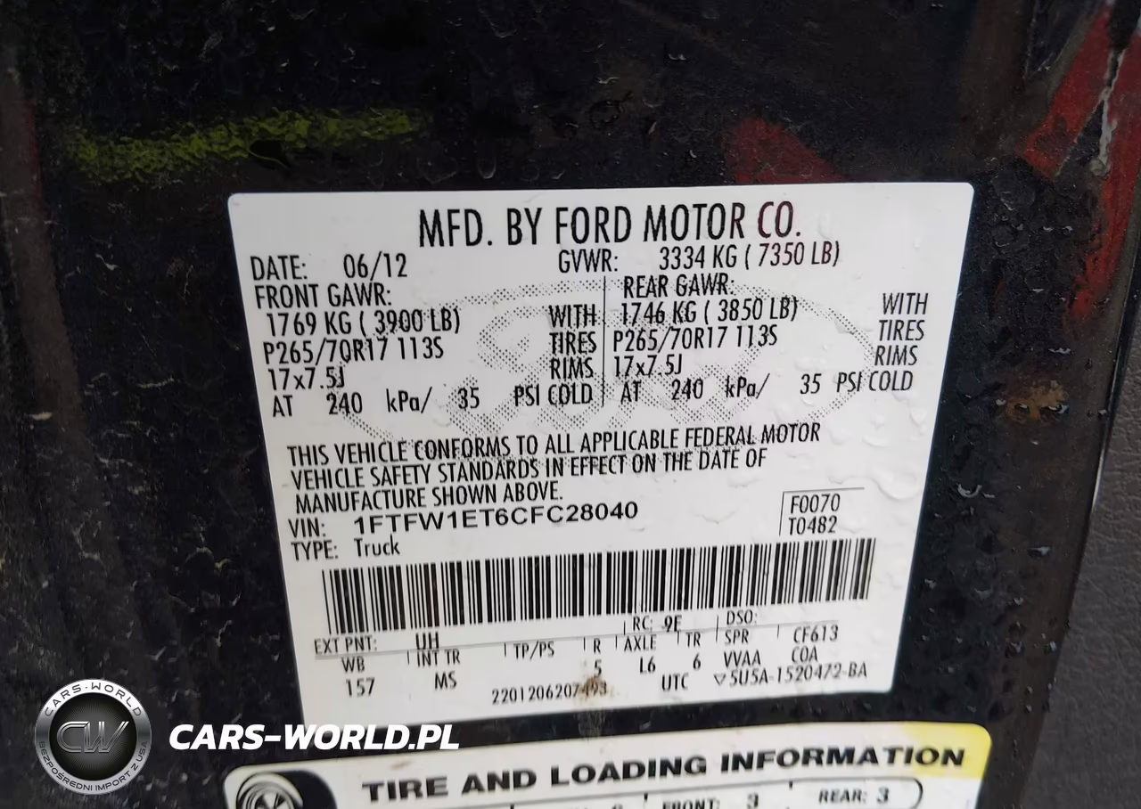2012 Ford F-150 Xlt VIN:1FTFW1ET6CFC28040 - 9