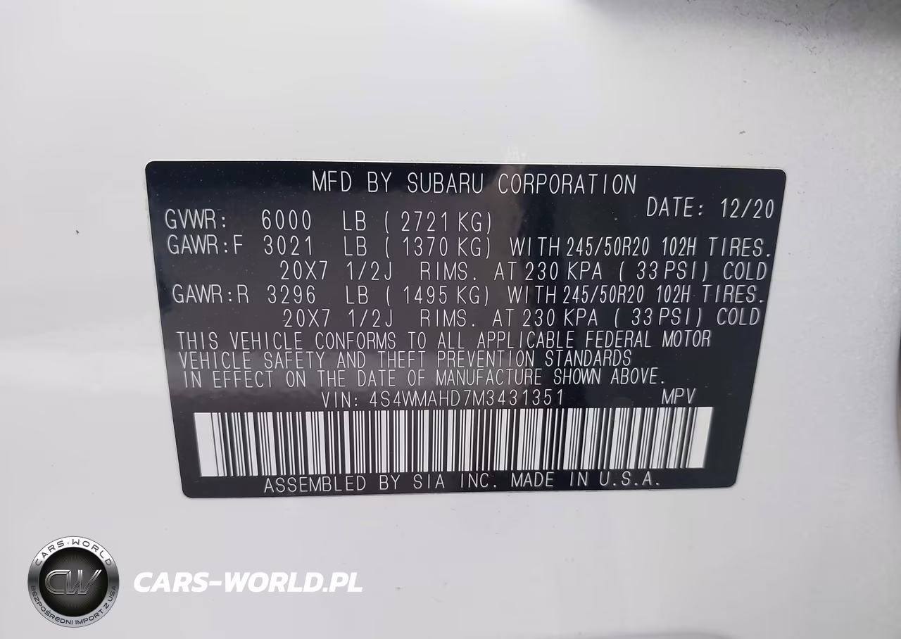 2021 Subaru Ascent Premium VIN:4S4WMAHD7M3431351 - 9