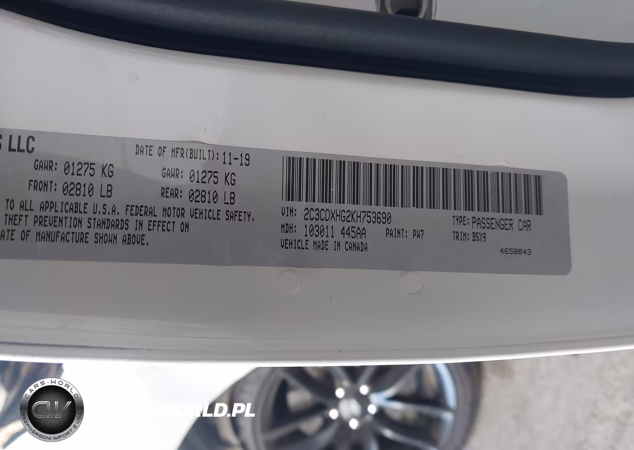 2019 Dodge Charger Gt Rwd VIN:2C3CDXHG2KH753690 - 9