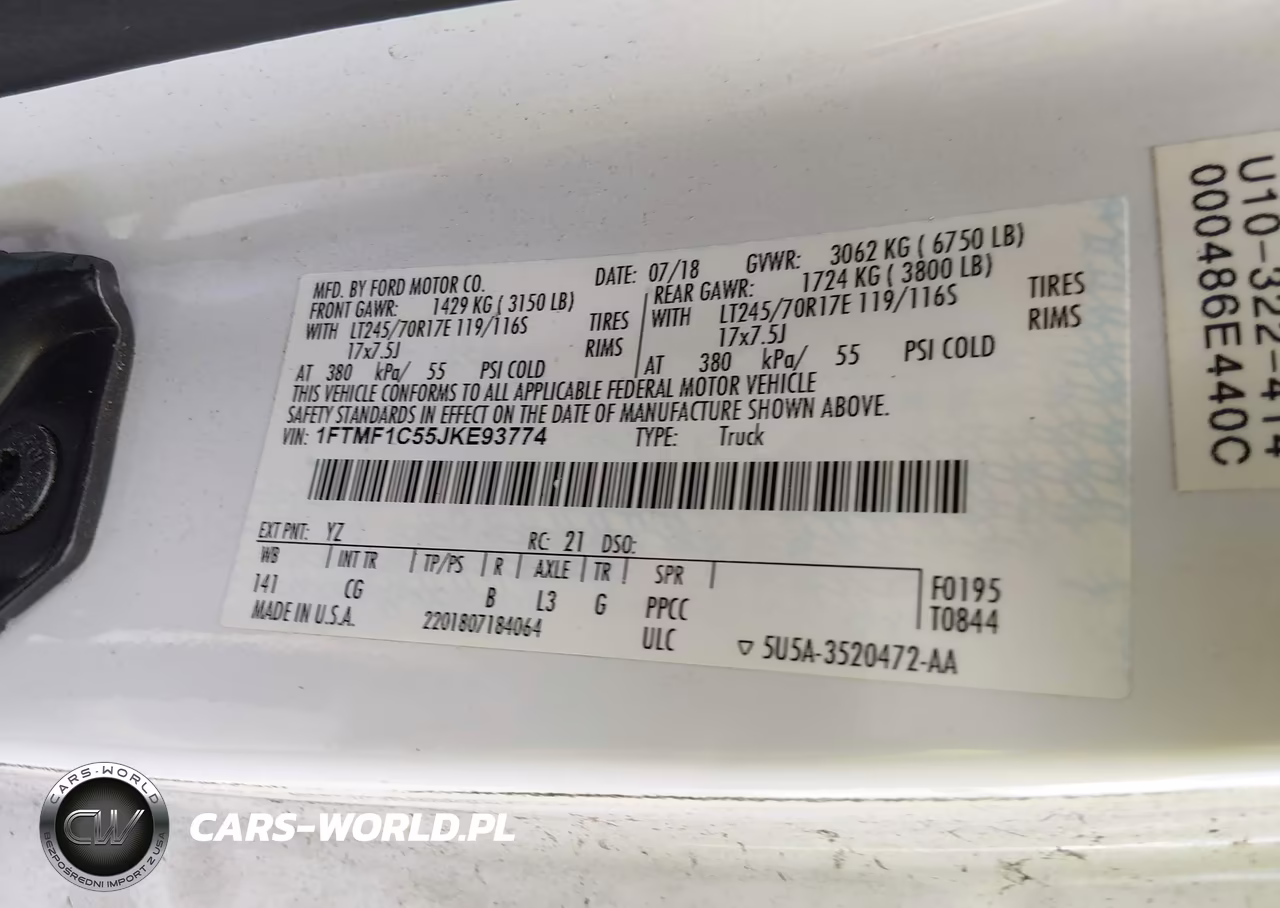 2018 Ford F-150 Xl VIN:1FTMF1C55JKE93774 - 9