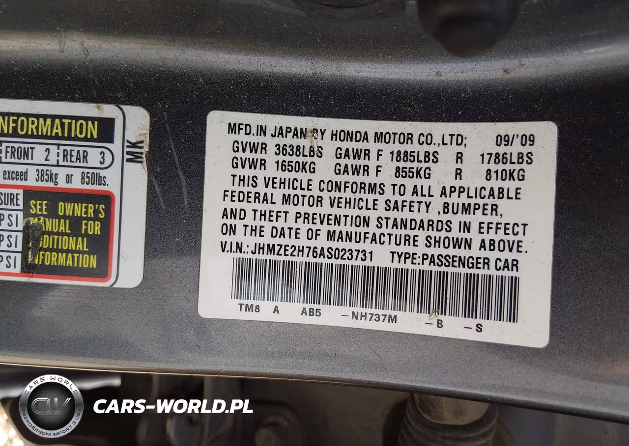2010 Honda Insight Ex VIN:JHMZE2H76AS023731 - 9
