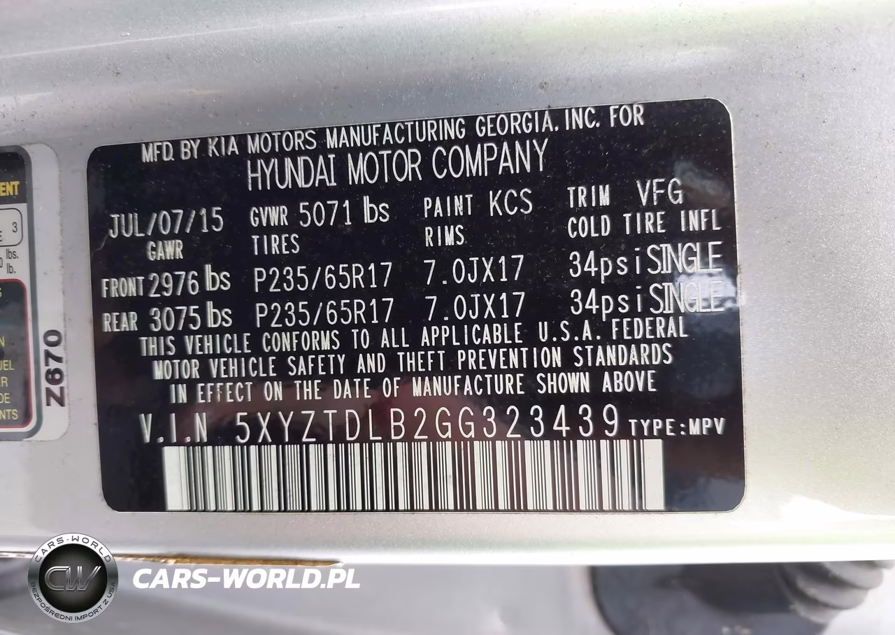 2016 Hyundai Santa Fe Sport 2.4L VIN:5XYZTDLB2GG323439 - 9