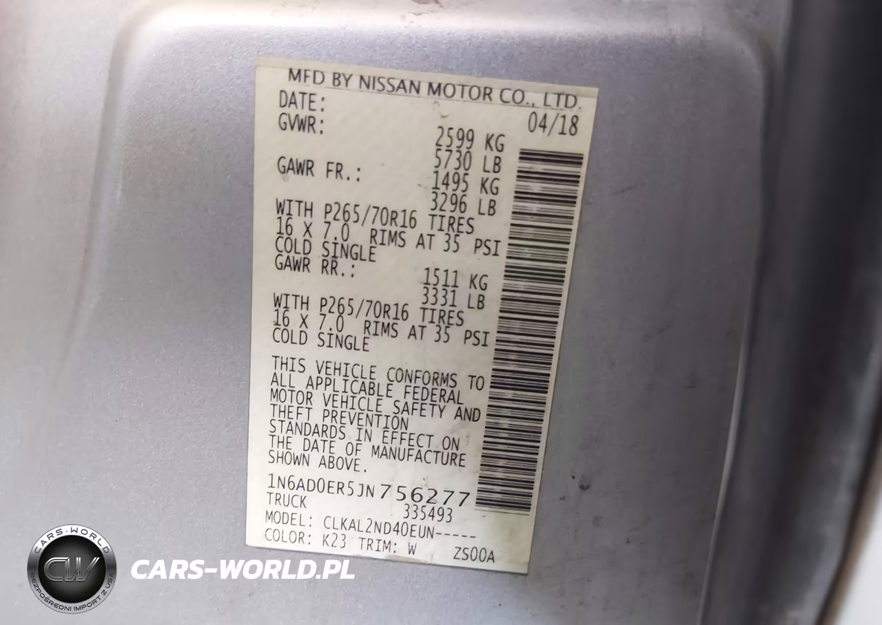 2018 Nissan Frontier Sv VIN:1N6AD0ER5JN756277 - 9
