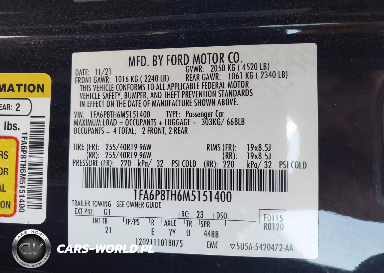 2021 Ford Mustang Ecoboost Fastback VIN:1FA6P8TH6M5151400 - 9
