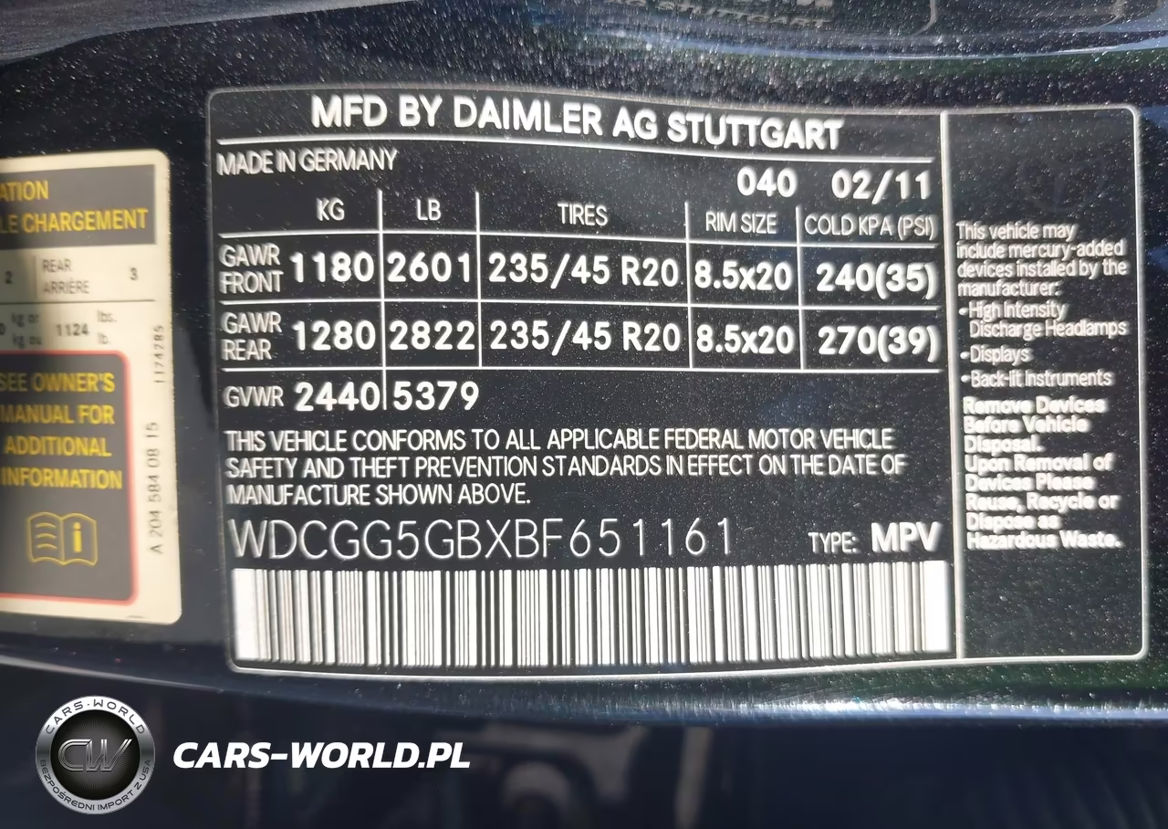 2011 Mercedes-Benz Glk 350 VIN:WDCGG5GBXBF651161 - 9