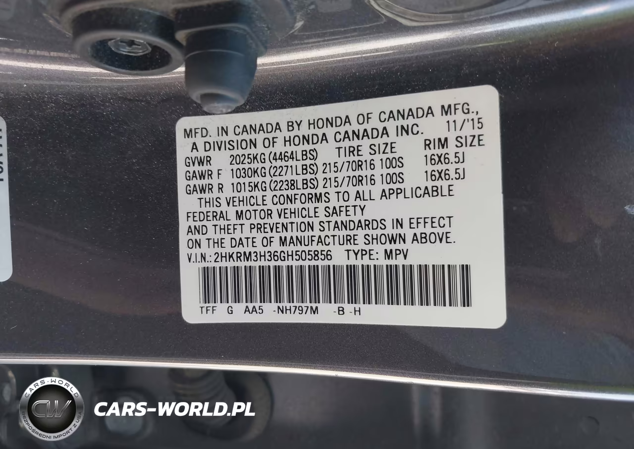 2016 Honda Cr-V Lx VIN:2HKRM3H36GH505856 - 9
