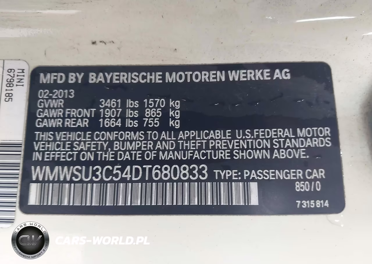 2013 Mini Hardtop Cooper VIN:WMWSU3C54DT680833 - 9