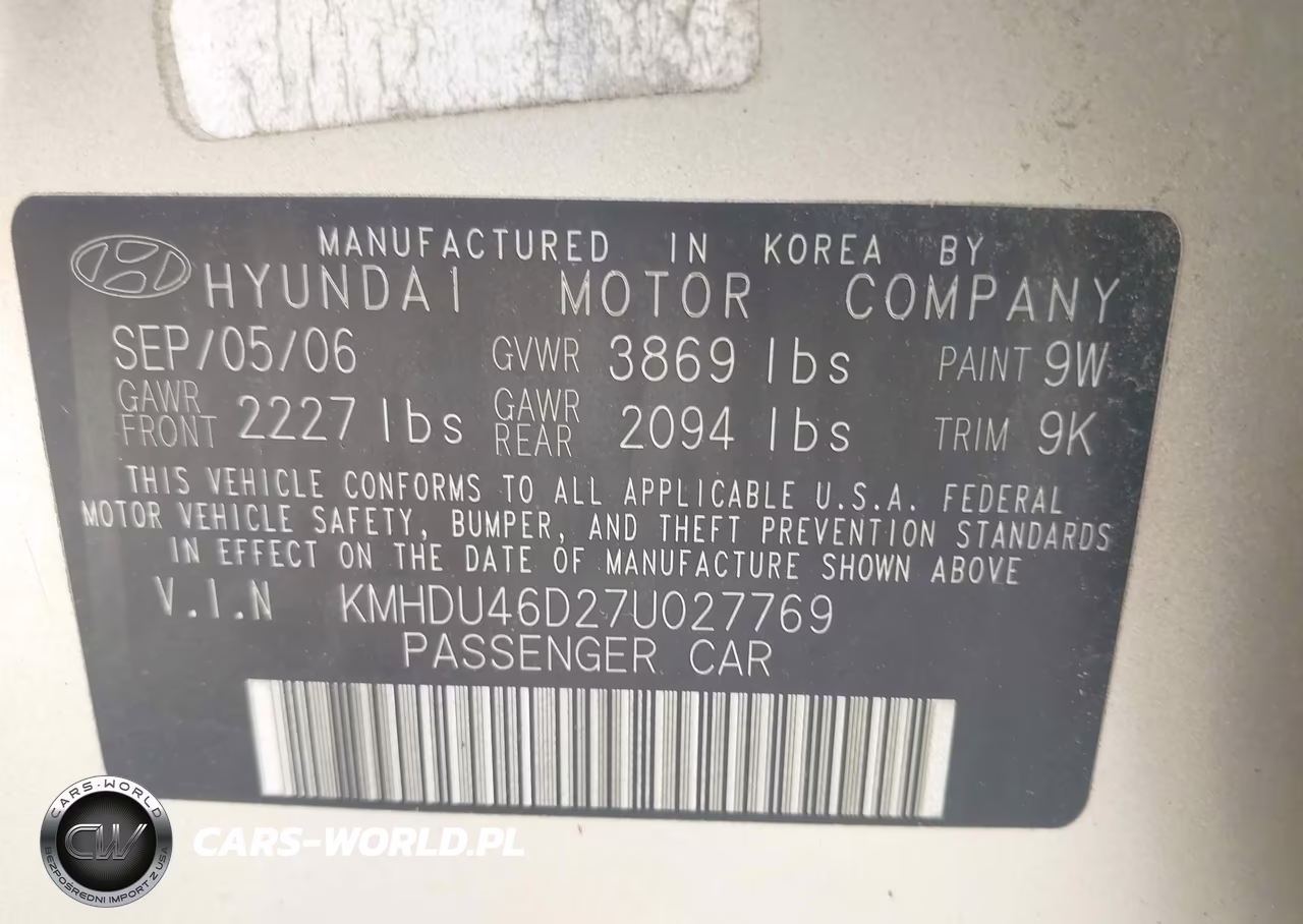 2007 Hyundai Elantra Gls-Ltd-Se VIN:KMHDU46D27U027769 - 9