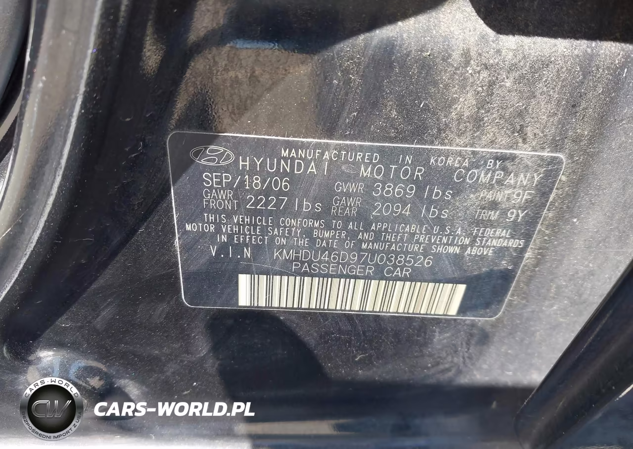 2007 Hyundai Elantra Gls-Ltd-Se VIN:KMHDU46D97U038526 - 9