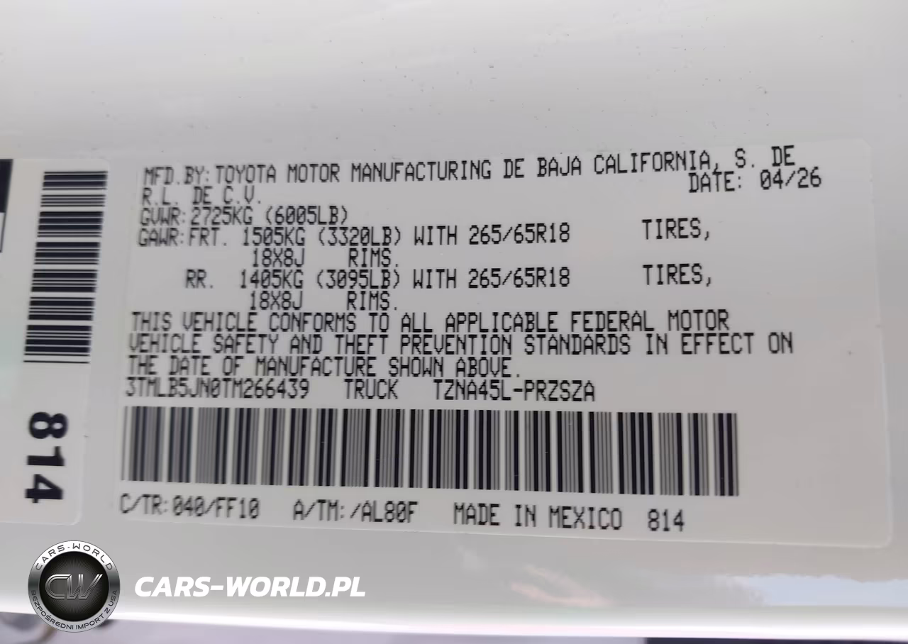 2026 Toyota Tacoma Sr5 VIN:3TMLB5JN0TM266439 - 9