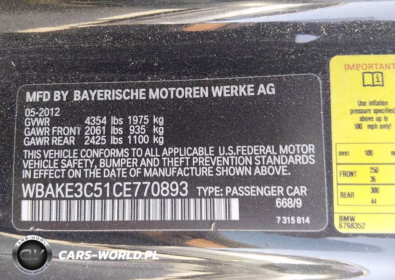 2012 BMW 328I VIN:WBAKE3C51CE770893 - 9