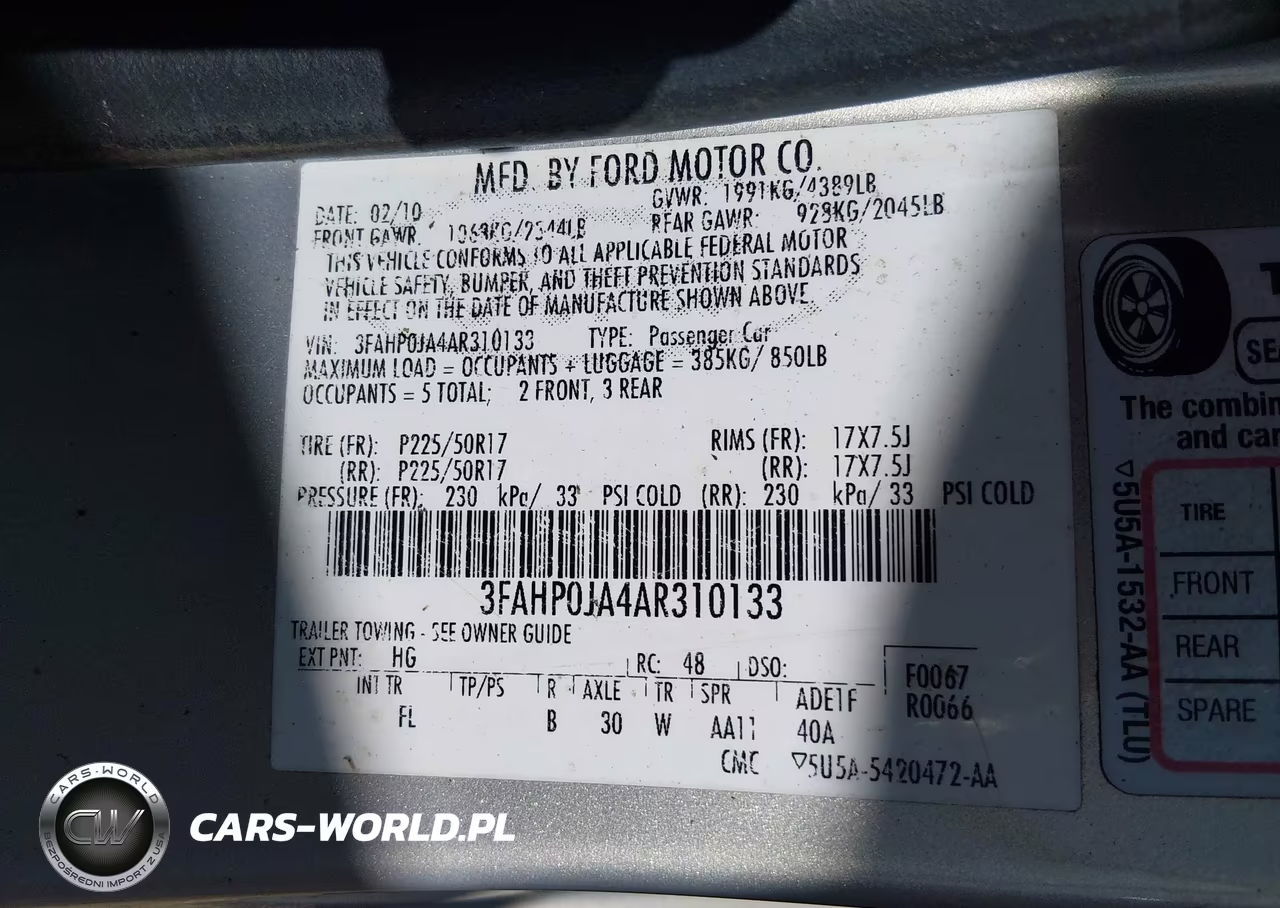 2010 Ford Fusion Sel VIN:3FAHP0JA4AR310133 - 9