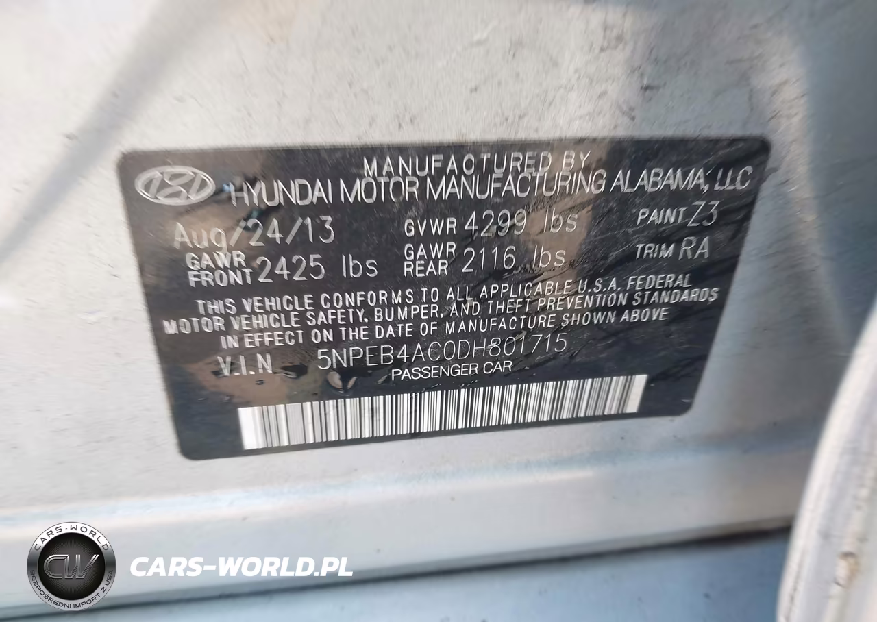 2013 Hyundai Sonata Gls VIN:5NPEB4AC0DH801715 - 9