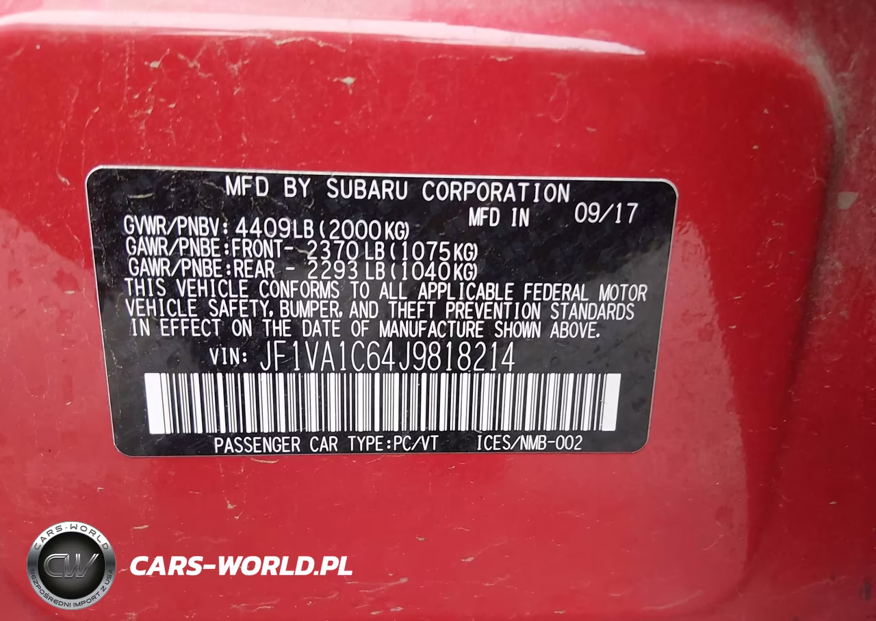 2018 Subaru Wrx Premium VIN:JF1VA1C64J9818214 - 9
