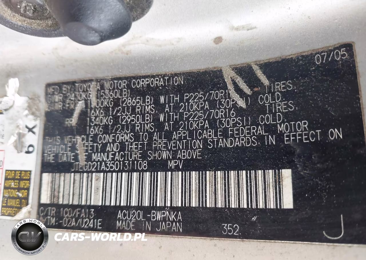 2005 Toyota Highlander VIN:JTEGD21A350131108 - 9
