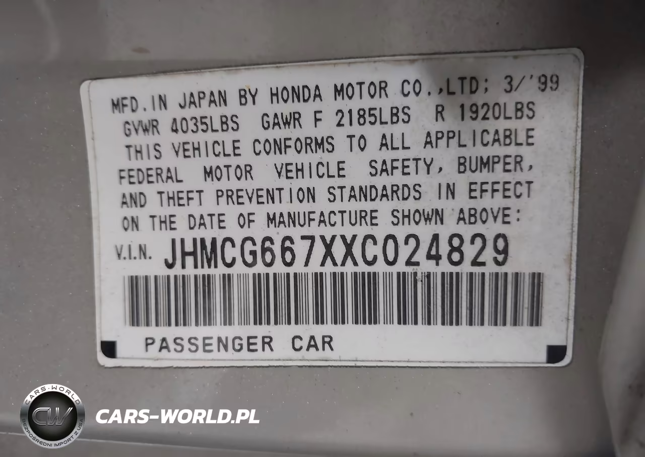 1999 Honda Accord Ex VIN:JHMCG667XXC024829 - 9