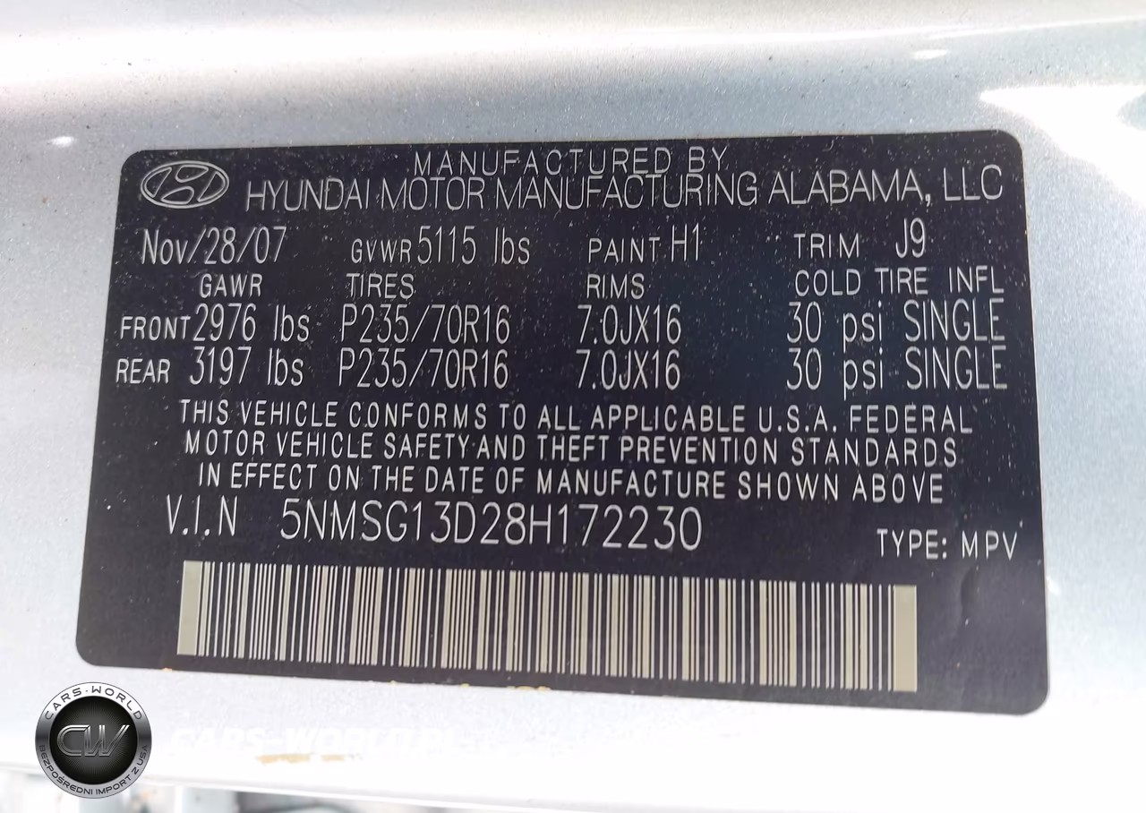 2008 Hyundai Santa Fe Gls VIN:5NMSG13D28H172230 - 9