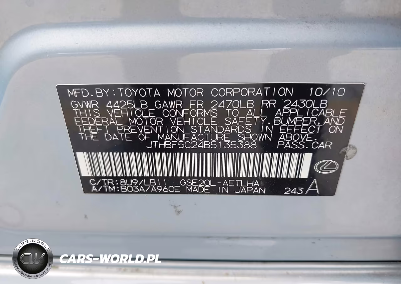 2011 Lexus Is 250 VIN:JTHBF5C24B5135388 - 9