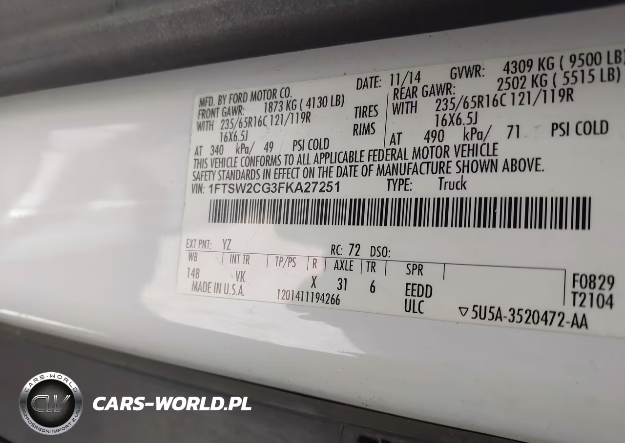 2015 Ford Transit-350 VIN:1FTSW2CG3FKA27251 - 9