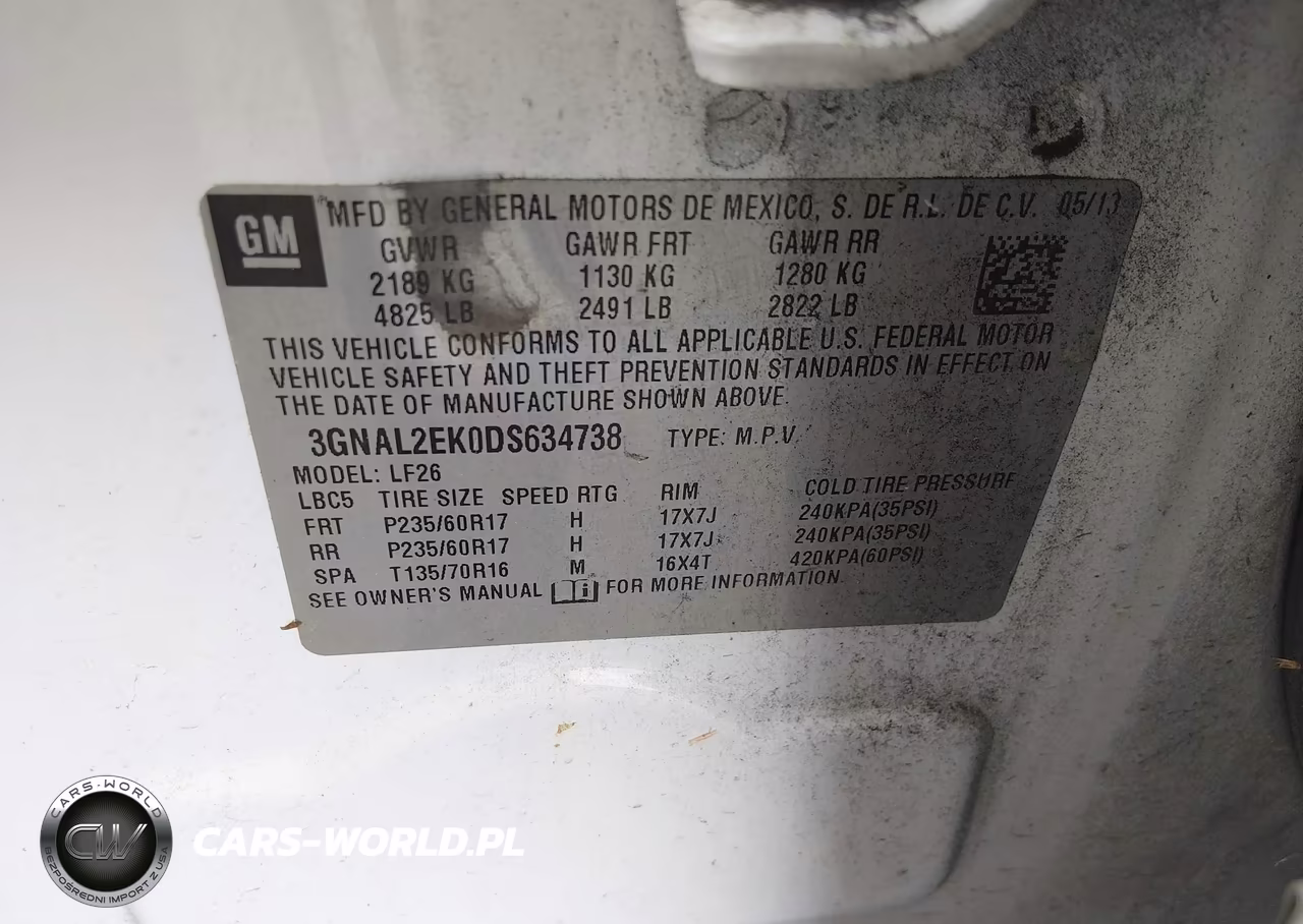 2013 Chevrolet Captiva Sport Fleet Ls VIN:3GNAL2EK0DS634738 - 9