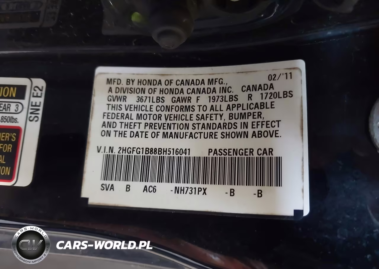 2011 Honda Civic Ex VIN:2HGFG1B88BH516041 - 9