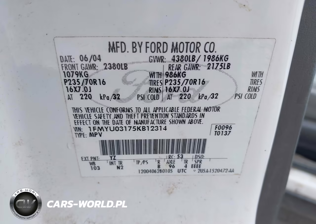 2005 Ford Escape Xlt VIN:1FMYU03175KB12314 - 9