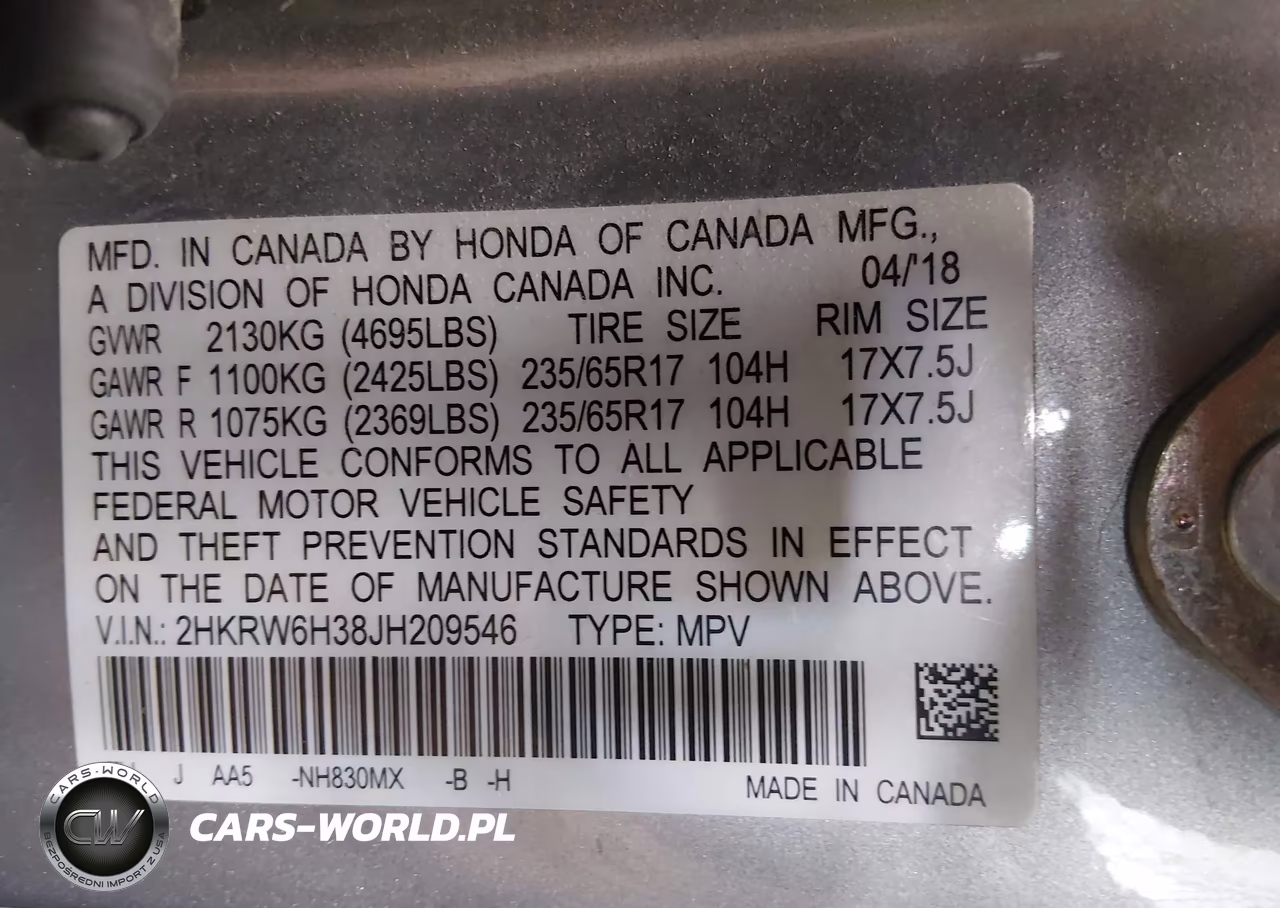 2018 Honda Cr-V Lx VIN:2HKRW6H38JH209546 - 9