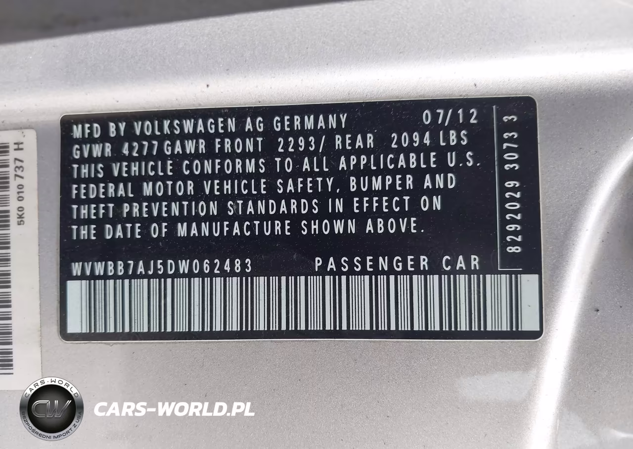 2013 Volkswagen Golf 2.5L 2-Door VIN:WVWBB7AJ5DW062483 - 9