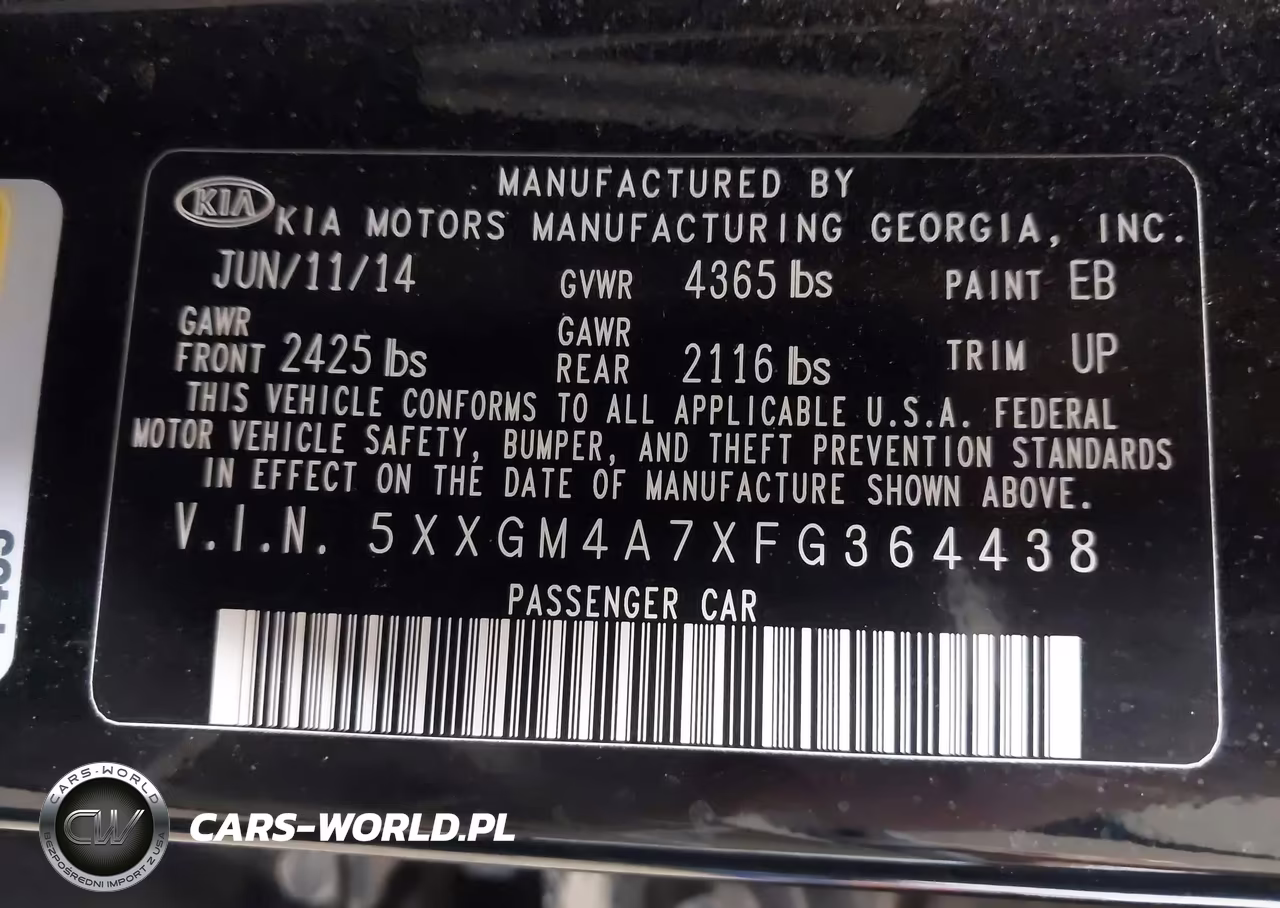 2015 Kia Optima Lx VIN:5XXGM4A7XFG364438 - 9