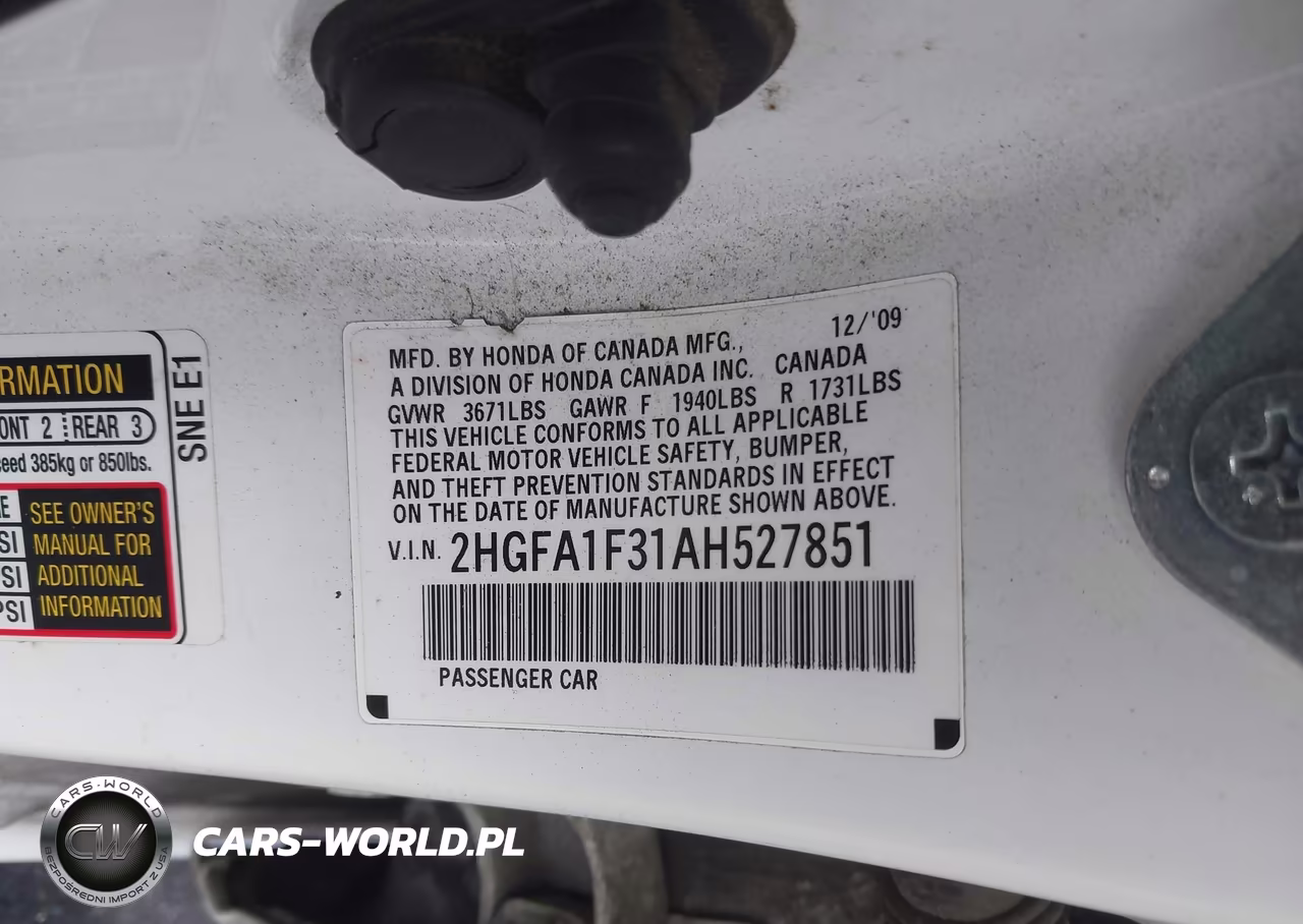 2010 Honda Civic Vp VIN:2HGFA1F31AH527851 - 9