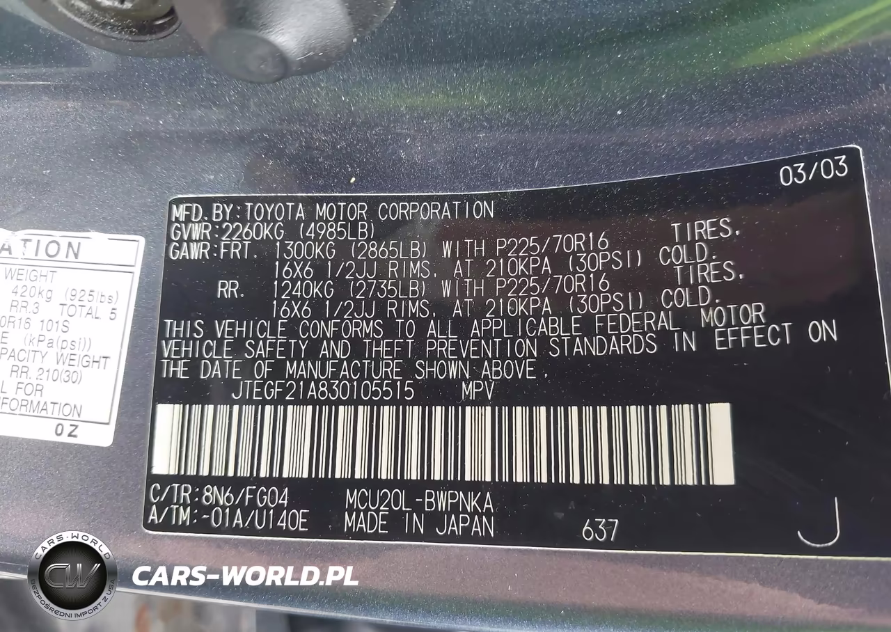2003 Toyota Highlander V6 VIN:JTEGF21A830105515 - 9