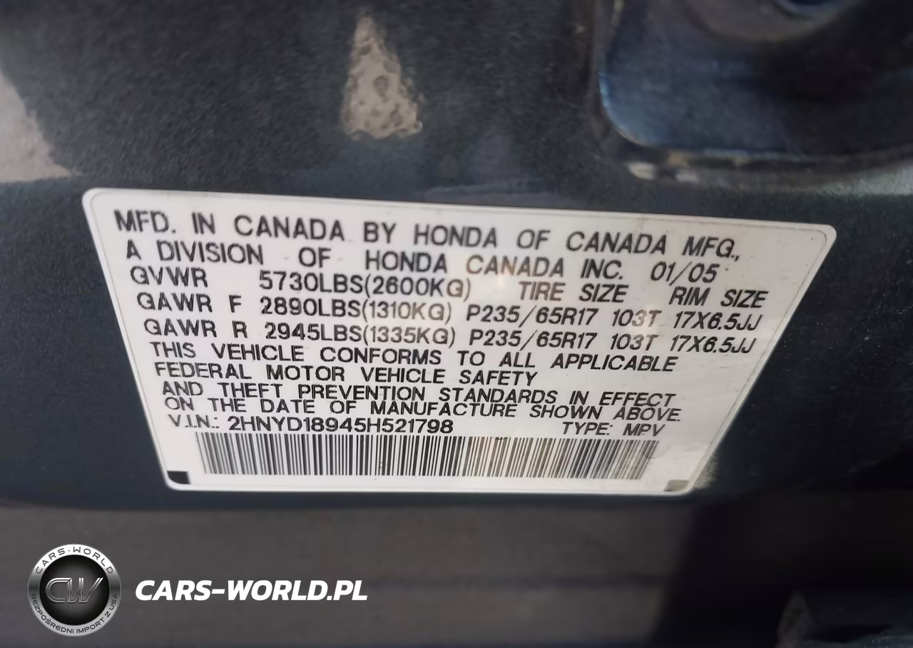2005 Acura Mdx VIN:2HNYD18945H521798 - 9